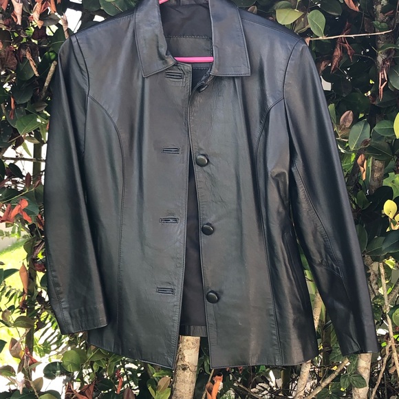 Leather Blazer. Black. Size Small - Picture 1 of 3